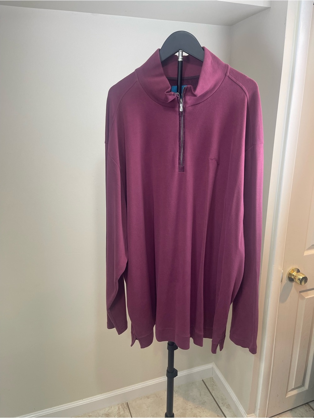 Tommy Bahama Men's Quarter-Zip Pullover Sweater in Wine